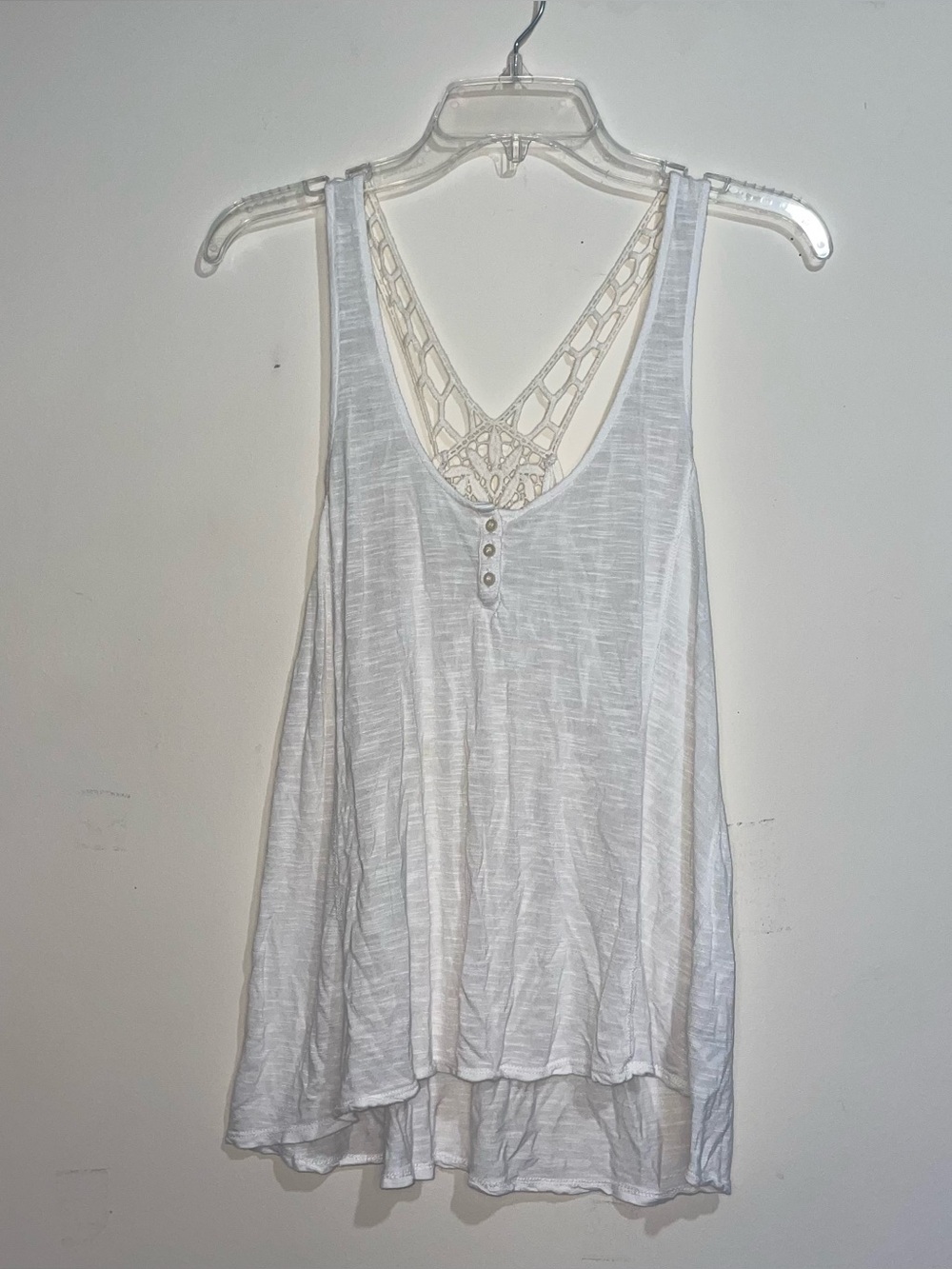 Aeropostale White Floral Lace Strap M Tank Top Boho Coquette Feminine